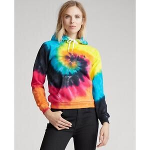 Ralph Lauren Women's Shrunken Fit Tie Dye Hoodie in Eclipse Tie Dye Size XS